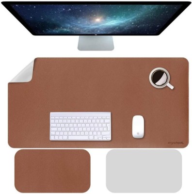 Dhvsam Mouse Pad with Wrist Support,PU Leather Mousepad for Laptop Computers Mac,Non Slip Rubber Base Memory Foam Wrist Rest Mouse Pads for Men Women,Home Work Office Mousepad(Brown + Gray)