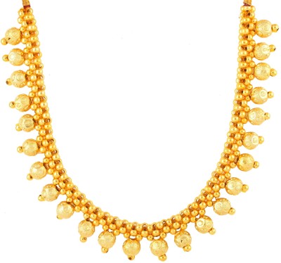 Karishma Kreations Traditional Wedding Ethnic Maharashtrian Thushi Necklace Set Kolhapuri Saaj Gold Plated Thushi ( Choker ) Necklace Jewellery Set for Women and Girls Pearl Ethnic Jewellery Broad Heavy Marathi Maharashtrian Jewellery Kolhapuri Saaj Thushi Mangalsutra Pendant Locket Mala chains Chok