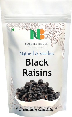 Nature's Bridge Seedless Black Raisins - 200 Gm, Dried Kishmish Without Seeds, Kali Darakh Raisins(200 g)