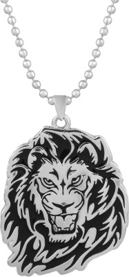 Dzinetrendz Stainless Steel Tiger Lion Fashion Pendant Men Jewellery (PCAJ3017) Black Silver Stainless Steel Pendant