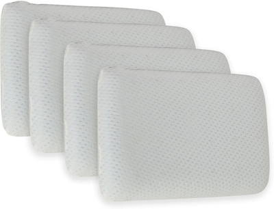 Sleepsia Memory Foam Solid Orthopaedic Pillow Pack of 4(Blue)