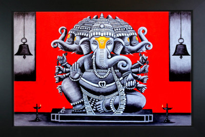 RV SALES lord Ganesh ji photo frame for puja roon & wall hanging WxH: 14x10 Religious Frame