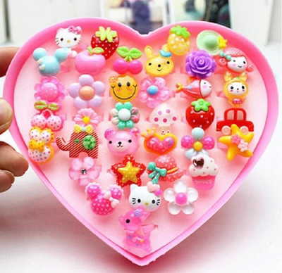dhanak DK 1 Set of 36 Stylish Plastic Rings for Babies in Pink Heart Shaped Box Plastic Ring