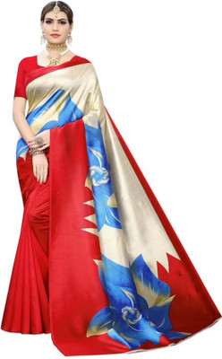 Attiris Printed Mysore Art Silk Saree(Red)