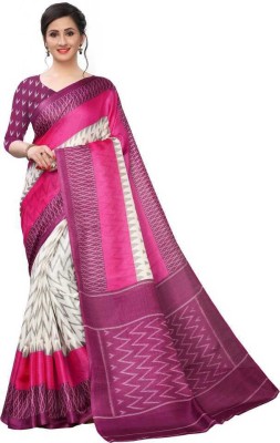 jitani Geometric Print Bhagalpuri Pure Silk Saree(Purple)