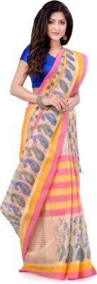 Desh Bidesh Self Design Bollywood Pure Cotton Saree(Pink, Yellow)