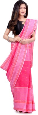 Desh Bidesh Self Design Tant Pure Cotton Saree(Pink)