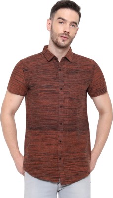 Latest Chikan Men Self Design Casual Brown Shirt