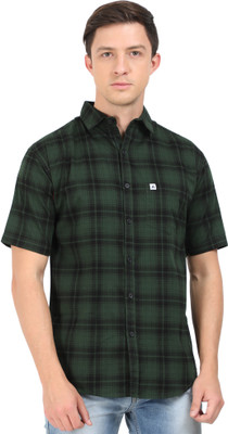AIDAN PAUL Men Checkered Casual Green Shirt