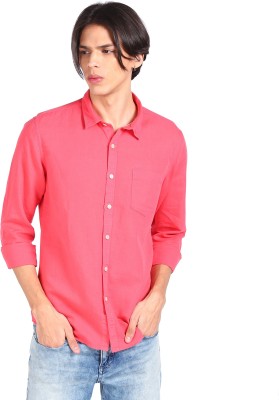 FLYING MACHINE Men Solid Casual Pink Shirt