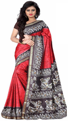 AJS Printed Bollywood Art Silk Saree(Multicolor)