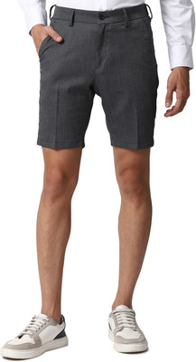 PETER ENGLAND Self Design Men Grey Regular Shorts