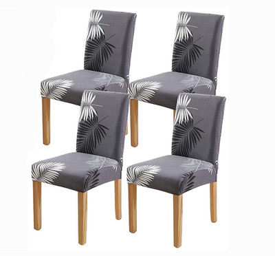 Rhydin Polyester 1 Seater Chair Floral Cover(Pack of 4 Grey)