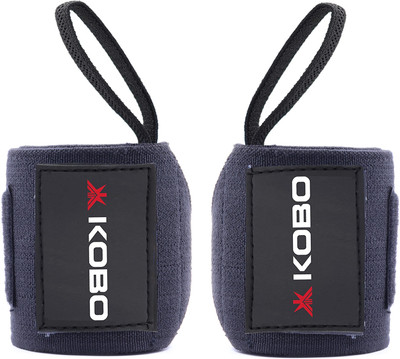 KOBO WTA-49 Super Heavy Wrist Wraps with Thumb Loop for Weight Lifting Powerlifting Wrist Support
