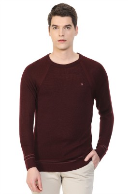 LOUIS PHILIPPE Solid Round Neck Casual Men Maroon Sweater