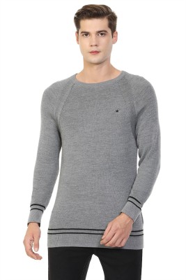 LOUIS PHILIPPE Solid Round Neck Casual Men Grey Sweater