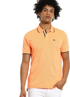 ARROW Solid Men Polo Neck Orange T-Shirt