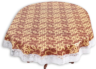 The Furnishing Tree Geometric 12 Seater Table Cover(Trellis Pattern Brown, PVC)