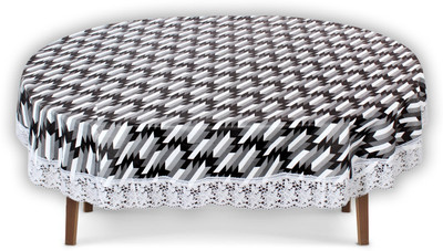 The Furnishing Tree Printed 8 Seater Table Cover(Symmetric Pattern Black, PVC)