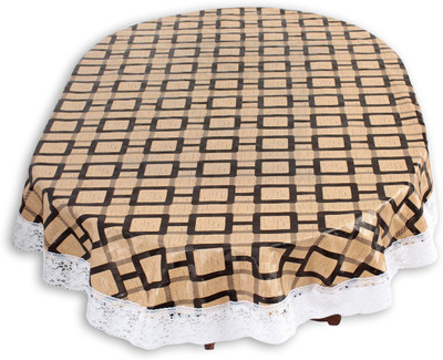 The Furnishing Tree Geometric 8 Seater Table Cover(Lattice Pattern Beige, PVC)