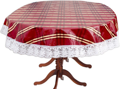 The Furnishing Tree Checkered 12 Seater Table Cover(Plaid Pattern Red, PVC)