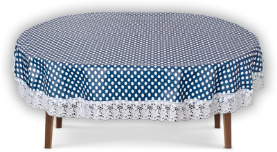 The Furnishing Tree Polka 12 Seater Table Cover(Polka dot Pattern Navy, PVC)