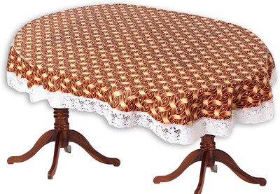 The Furnishing Tree Printed 12 Seater Table Cover(Interlocked Ropes Pattern Brown, PVC)