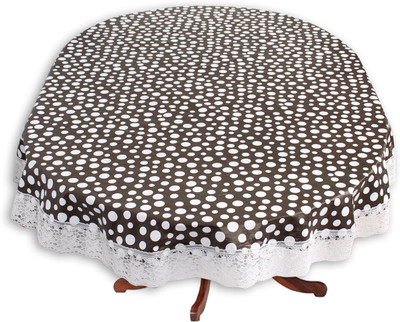 The Furnishing Tree Polka 12 Seater Table Cover(Polka dot Pattern Black, PVC)