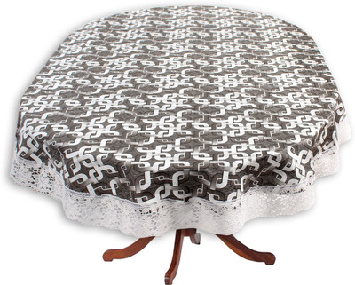 The Furnishing Tree Geometric 12 Seater Table Cover(Trellis Pattern Grey, PVC)