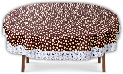 The Furnishing Tree Polka 12 Seater Table Cover(Polka dot Pattern Brown, PVC)