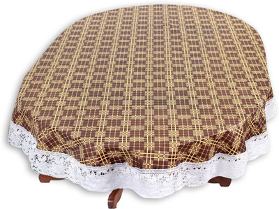 The Furnishing Tree Checkered 12 Seater Table Cover(Checkered Pattern Brown, PVC)