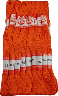 Abn Traders Doli Thread Skeins/ Long Stitched Embroidery Stranded Cotton J169, Orange Thread(90 m Pack of25)