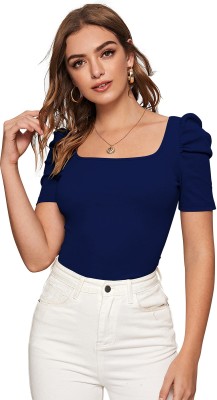 ILLI LONDON Casual Solid Women Blue Top