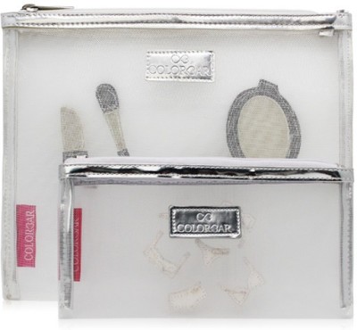 COLORBAR Mesh Pouch - [Set Of Two] Makeup storage Vanity Box(White)