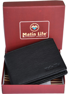 MATIN Life Men Black Artificial Leather Wallet(8 Card Slots)