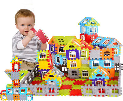 BOZICA BEST BUY Jumbo Happy Home House Building Blocks Pieces, (72 Blocks + 35 Windows) Creative Educational toy/toys Learning Toy for Kids,Non-Toxic,Gift/gifting toy Block Construction(Multicolor)