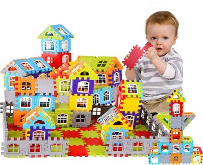 BOZICA NEW ARRIVAL Jumbo Happy Home House Building Blocks Pieces, (72 Blocks + 35 Windows) Creative Educational toy/toys Learning Toy for Kids,Non-Toxic,Gift/gifting toy Block Construction(Multicolor)