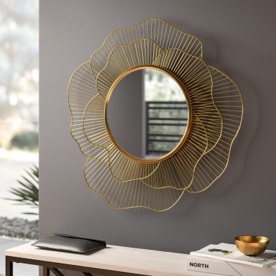 Metalmastery Metal Mastery Bloom & Reflect Decorative Mirror(Designer Finish : Powder Coated & Hand Painted)