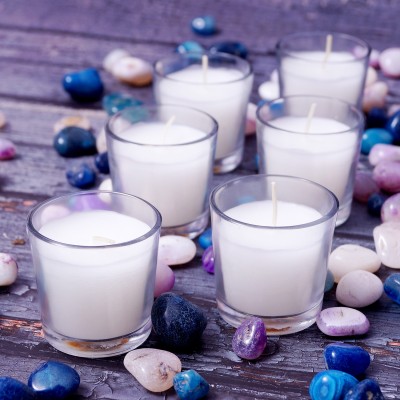 Parkash Candles Votive Glass Candles, Pack of 6 (Unscented) Candle(White, Pack of 6)
