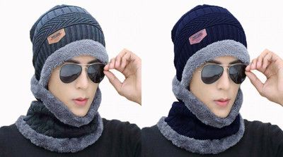 FASHLOOK Beanie Cap(Pack of 2)