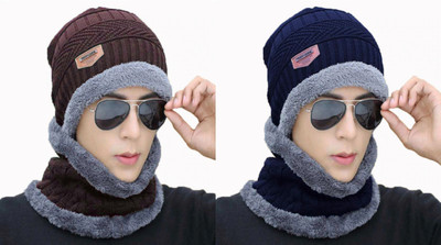 FASHLOOK Beanie Cap(Pack of 2)