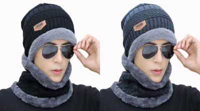 FASHLOOK Beanie Cap(Pack of 2)