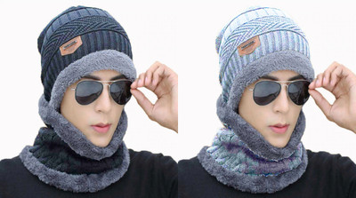 FASHLOOK Beanie Cap(Pack of 2)