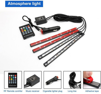 Getsocio ASPL-05 Atmosphere Lights Car LED Strip Light 4pcs 48 LED DC 12V Multicolor Music Car Interior Light LED Under Dash Lighting Kit with Sound Active Function and Wireless Remote Control Car Fancy Lights(Multicolor) Getsocio ASPL-05 Atmosphere Lights Car LED Strip Light 4pcs 48 LED DC 12V Multicolor Music Car Interior Light LED Under Dash Lighting Kit with Sound Active Function and Wireless Remote Control Car Fancy Lights(Multicolor)