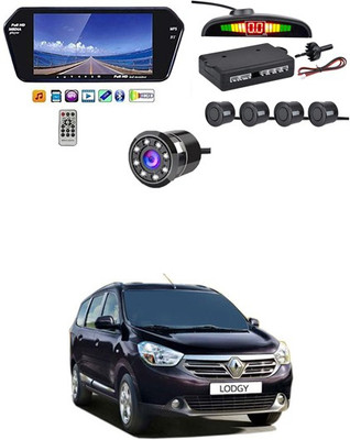 RKPSP 7 Inch 16:9 TFT LED Car Rearview Monitor Mirror with Touch Button With Black Parking Sensor & Camera For Lodgy Universal For All Models Car Stereo(Single Din)