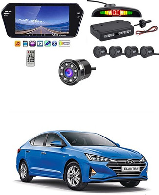 RKPSP 7 Inch 16:9 TFT LED Car Rearview Monitor Mirror with Touch Button With Black Parking Sensor & Camera For Elantra Universal For All Models Car Stereo(Single Din)