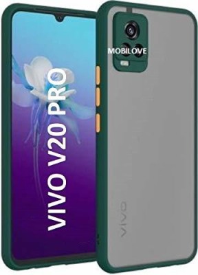 MOBILOVE Back Cover for Vivo V20 Pro | Smoke Translucent Shock Proof Smooth Rubberized Matte Hard Back Case(Green, Camera Bump Protector, Pack of: 1)