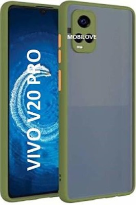 MOBILOVE Back Cover for Vivo V20 Pro | Smoke Translucent Shock Proof Smooth Rubberized Matte Hard Back Case(Green, Camera Bump Protector, Pack of: 1)