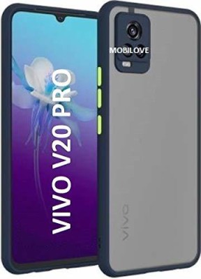 MOBILOVE Back Cover for Vivo V20 Pro | Smoke Translucent Shock Proof Smooth Rubberized Matte Hard Back Case(Blue, Camera Bump Protector, Pack of: 1)