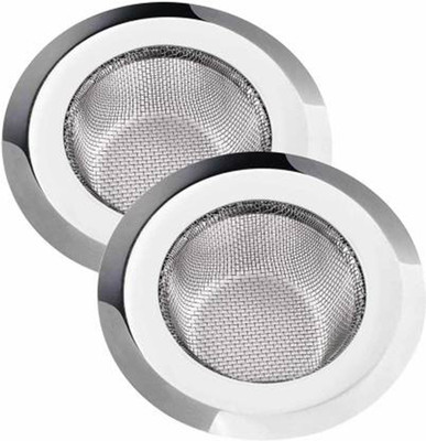 SHREE KRISHNA STEEL Stainless Steel Sink Strainer Kitchen Drain Net Basin Basket Filter Stopper Drainer/Jali (Size-2) Silver Pack of 2 Strainer(Silver Pack of 2)